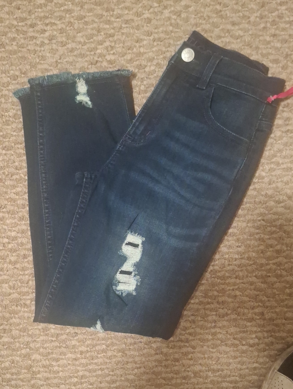 Justice Dark Blue Distressed Skinny Jeans